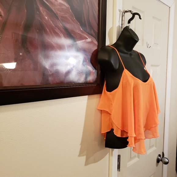 True Light Double Flared Orange Tank, Size Large - Picture 3 of 6